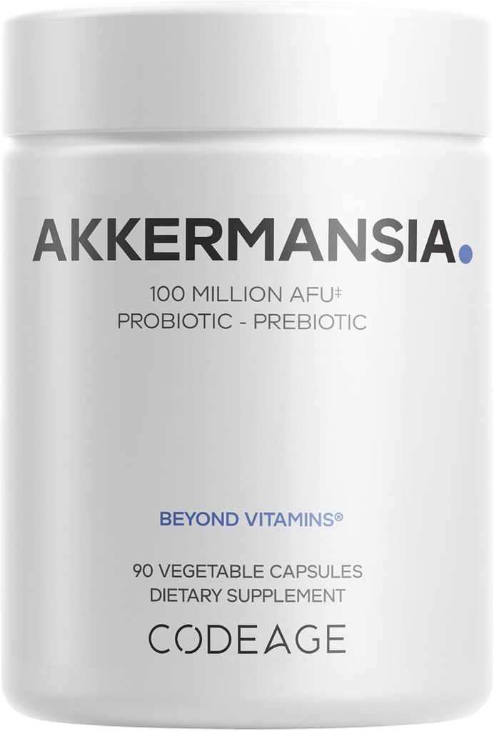 Codeage Akkermansia Muciniphila Probiotic Supplement - 3-maand levering van Akkermansia & Chicory Inulin - Daily Synbiotic Probiotic Chicory Root - 100 Miljoen AFU - Glutenvrije - 90 Capsules