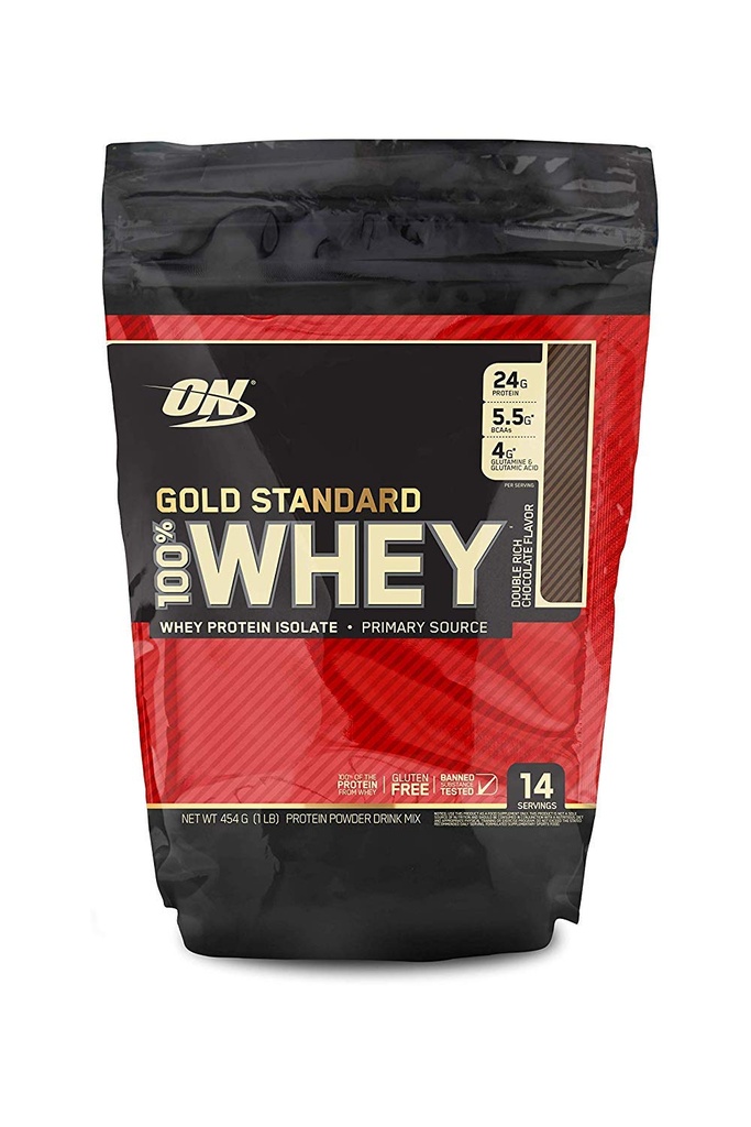 Optimum Nutrition Gold Standard 100% Whey Protein Powder, Dobbelt Rich Chokolade, 1 Pund