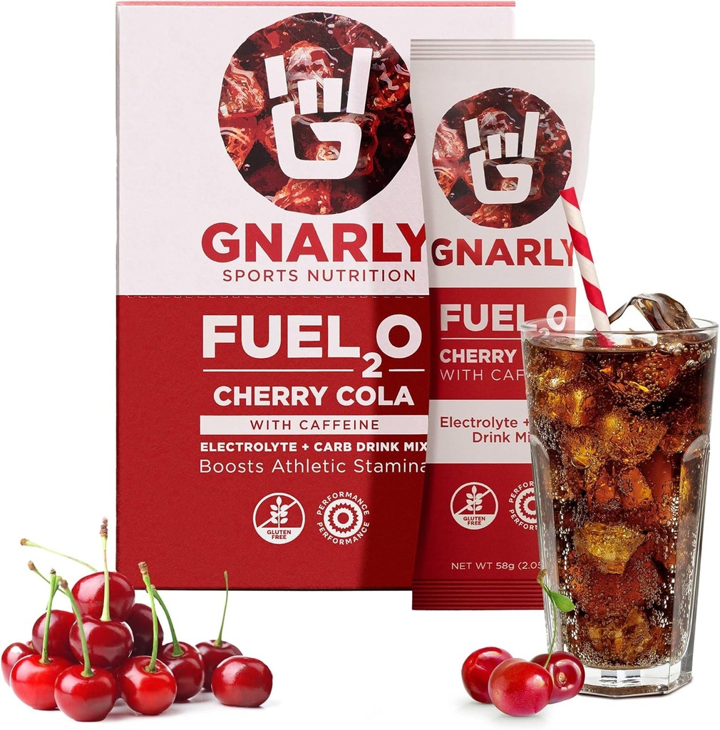 Gnarly Nutrition Fuel2O Elektrolītu pulvera iepakojumi, Ķiršu kolas – Elektrolītu šķīdums, Degviela, papildināšana un reģenerācija – Degviela2O Izturības uzturs – Ķiršu kola, 10-iepakojums