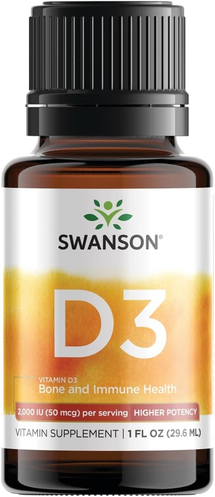 Swanson Vitamina D3 gotas líquidas 400 Iu (50 mcg) 1 onça (29,6 ml) líquido
