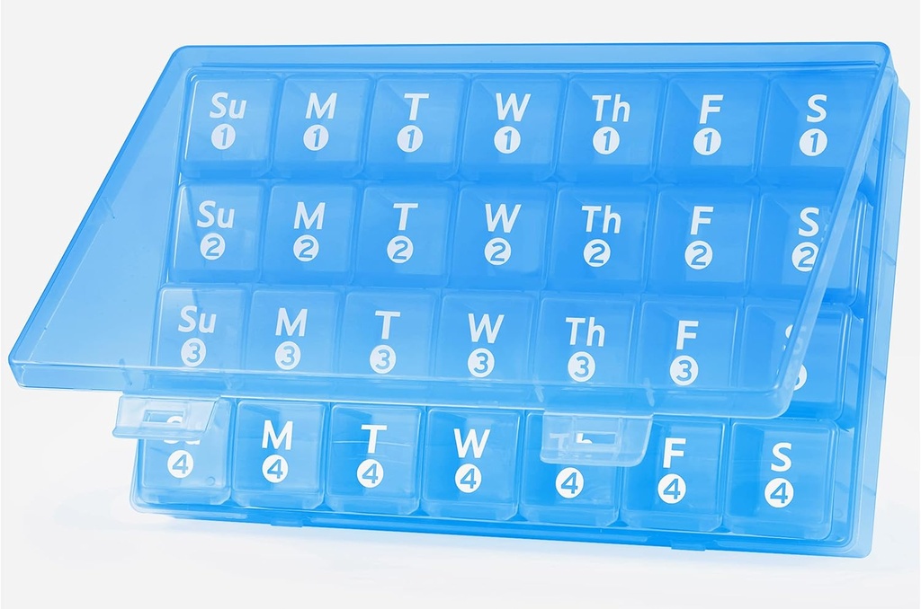 Nagy Havi Pill Organizer, 28 Day Pill Box 1 Time egy nap, 4 Weeks egy hónap Pill Case Container, Utazás Barátságos Gyógyszer Szervező Vitaminok, Halolaj, kiegészítők