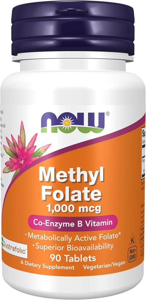 Elikagai gehigarriak, Methyl Folate 1.000 mcg, Metabolikoki aktiboa Folate*, Co-Enzyme B bitamina, 90 Tablet