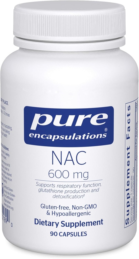 Encapsulaciones puras NAC 600 mg - N-Acetyl Cysteine NAC Suplemento para la salud pulmonar &amp; soporte inmunológico, soporte para hígado " antioxidantes* - con Freeform N-Acetyl-L-Cysteine - 90 cápsulas
