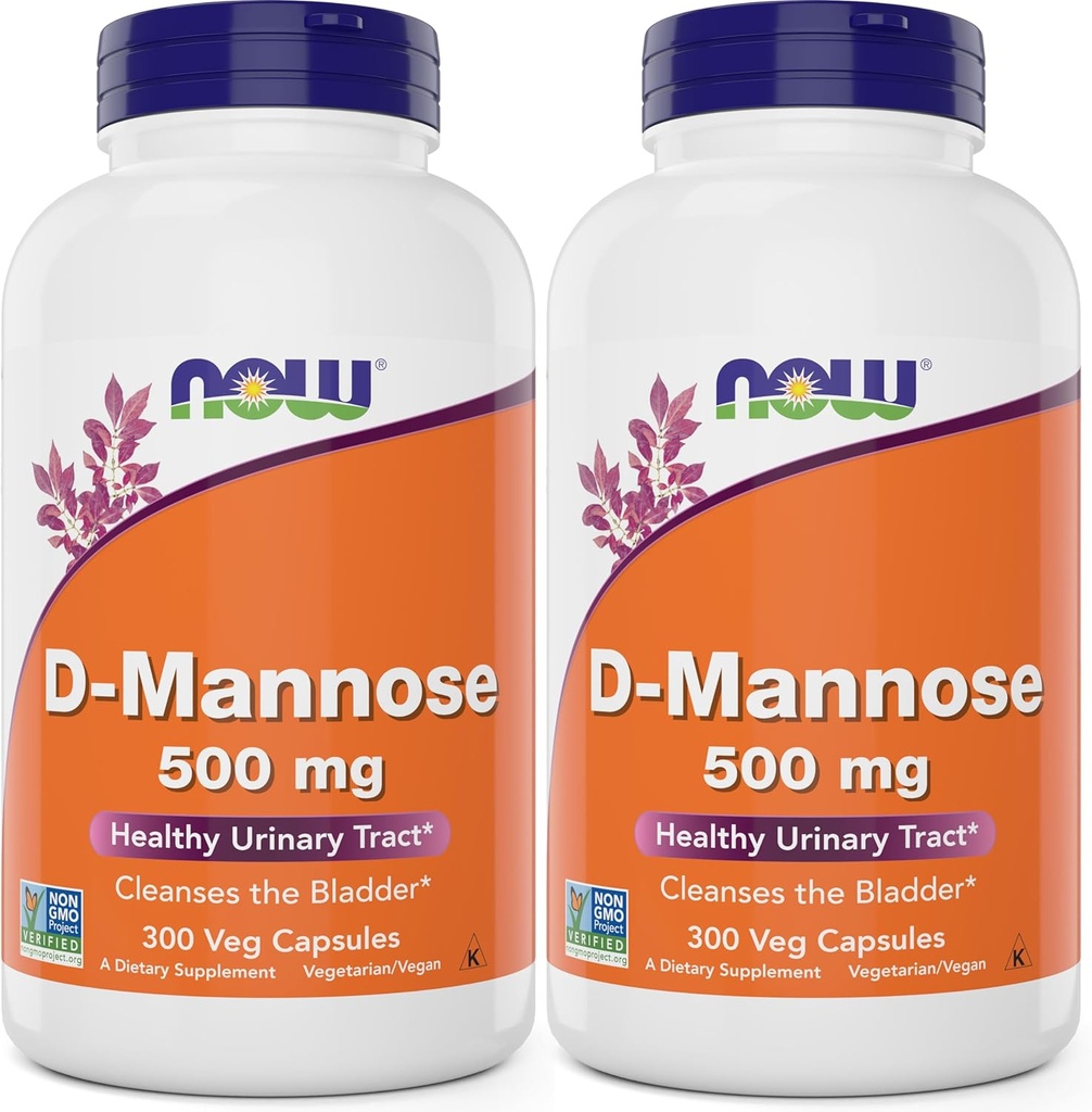 이제 D-Mannose 500 mg, 300 캡슐 (팩 2) - 여성과 남성을위한 Vegan Non GMO 보충 - 건강한 Urinary Tract, Bladder를 청소