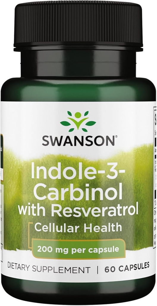 Resveratrol을 가진 Swanson Indole-3-Carbinol - 세포 보호 촉진 I3C 보충교재 - 건강한 호르몬 균형을 유지하는 것을 돕는 자연적인 보충교재 - (60의 캡슐, 각각 200mg)