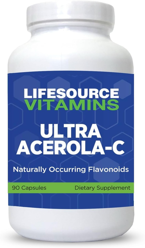 LifeSource bitaminak - Ultra Acerola-C - Acerola Berry Powder 1500 mg - 90 kapsulak - 500 mg C bitamina zerbitzatu bakoitzeko