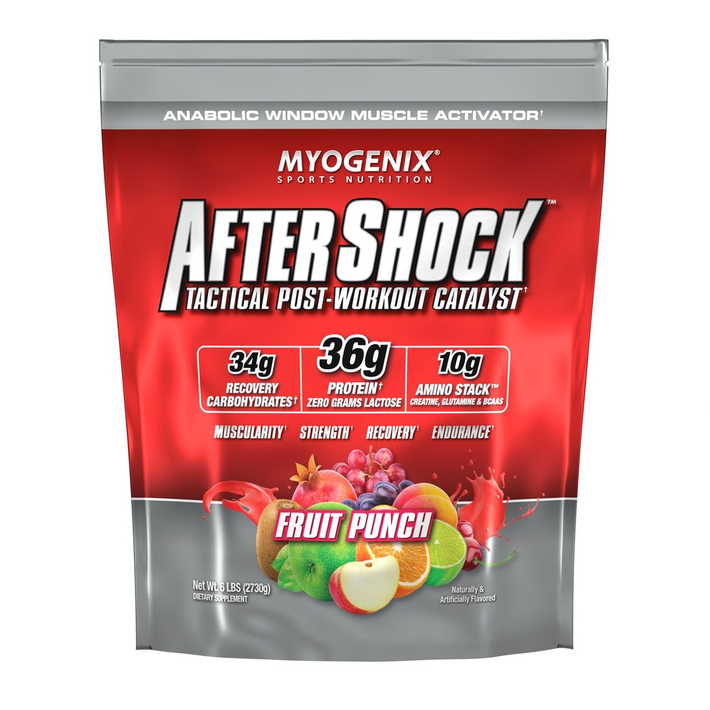 Myogenix Aftershock Post Workout — Muscle Growth Whey Protein Powder — Speeds Up Muscle Growth and Recovery — Supports Joint Health and Replenishes Glycogen — Fruit Punch, 6 lbs