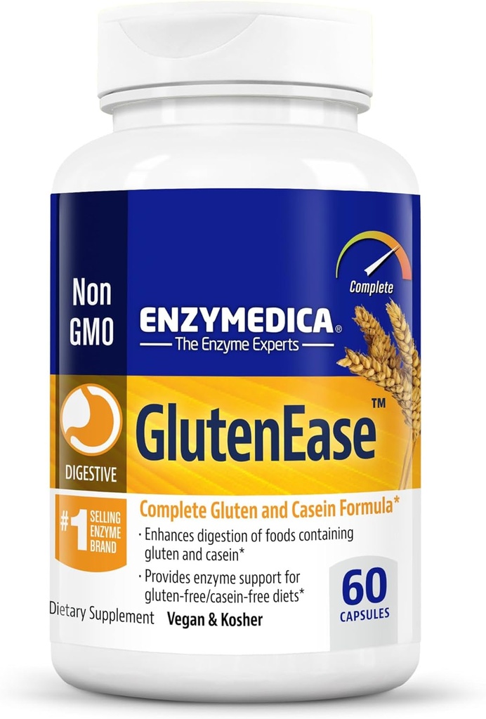 Enzymedica GlutenEel, Enzymes Digevical Lanjutan bagi Perempuan dan Pria, Fast- Bertindak Formula untuk Pelecehan Kesehatan & Digetical, Membantu Break Gluten & Casein, 60 Capsules