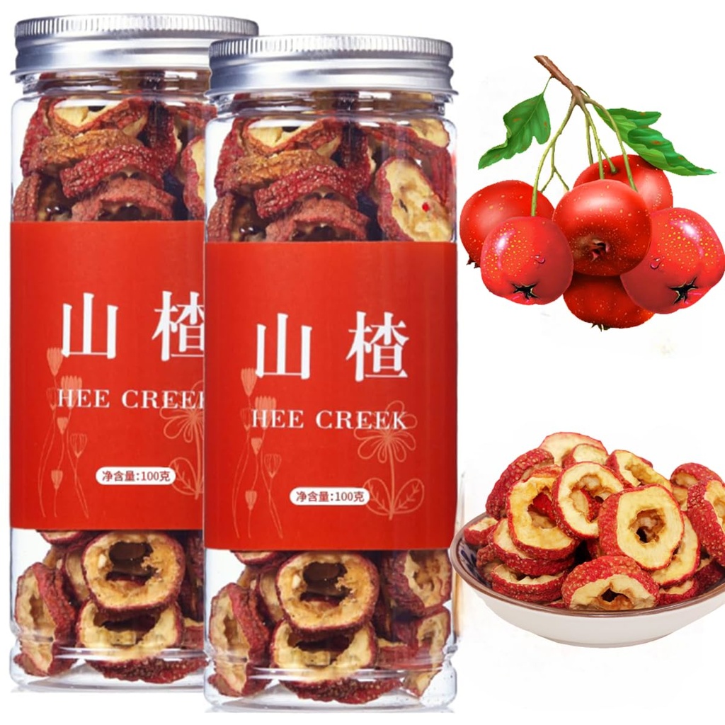 Hee Creek hawthorn berry tea山楂 Seedless Dried Hawthorn Slices 7.06oz / 200g Sun-Dried Hawthorn Slices, Tea Infusion, Naturally Dried Berry Slices, 无核山楂干 山楂片