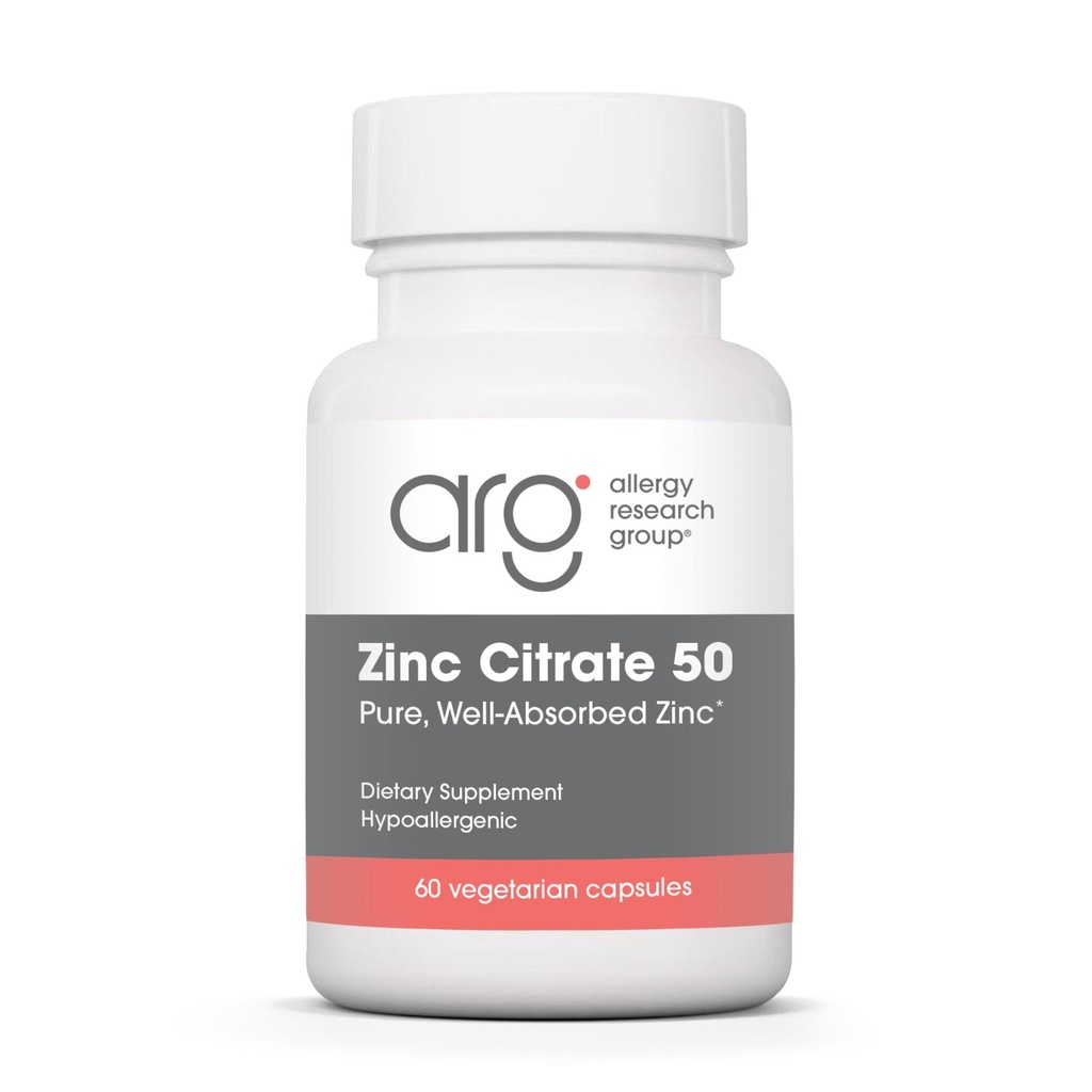 Allergy Research Group Zinc Citrate - Delivers 50 mg Zinc Citrate - Supports Immune Response, Cognitive Health & Cellular Function - 60 Servings - 60 Capsules