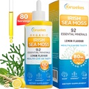 Sea Moss & Ashwagandha Root Drops - 10X Spēcīgākas Seamoss & Ashwagandha sievietēm un vīriešiem, Sea Moss Drops Mood, Immunity, Digestive, Enerģija, Āda, Matu Kops (Lemon Flavour - 80 Kalpo