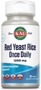 KAL Red Yeast Rice Kartą per parą 1200mg, Širdies ir kraujagyslių parama * Papildymas natūraliai Nesočiosios riebalų rūgštys, Amino rūgštys & Phytonutrients, Vegan, Gluten Free, 30 Paslaugos, 30 Tabletės