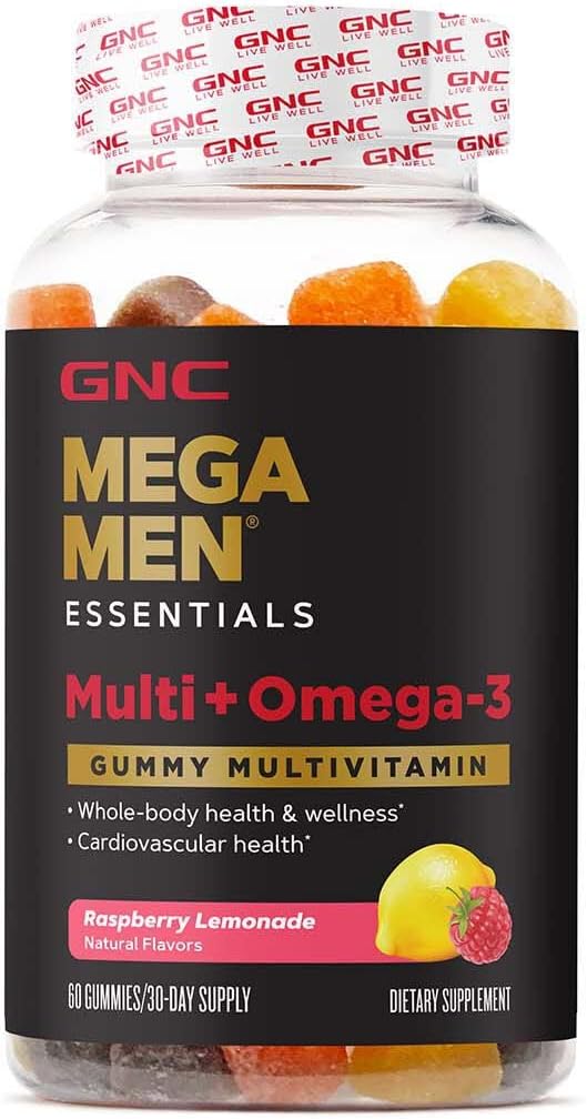 GNC Mega Men Essentials Multi Plus - Omega 3 gumi, 60 ct