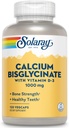 Solaray Calcium Bisglycinate 1000mg con vitamina D-3, Chelated Calcium Supplement per Bone resistenza e sano sostegno denti, aumento dell'assorbimento e facile da digerire, 30 Serve, 120 VegCaps