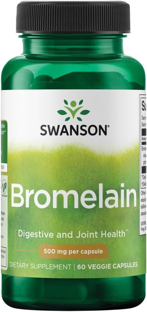Swanson Concentration maximale Bromélain 1200 Gdu 500 Milligrammes 60 Capsules de Veg Enzyme