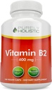 Vitamina B2 Riboflavin 400mg - 240 Cápsulas de Vegan, 8 Mes de subministración - Alta Forza B2 Vitaminas - Non GMO e Gluten gratis - soporta produción de enerxía e saúde celular