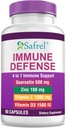 Safrel Strong Immune Support, Кверцетин 500 мг, Цинк Пиколинат 100 мг, ВитаматиС 1000 мг, Витамин D3 1000 МЕ, 60 капсул, 1 месяц поставки | Сделано в США | Веган