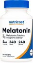 Nutricost Melatonin 5mg, 240 Tablety - 5mg Per Serving, non-GMO, Gluten Free