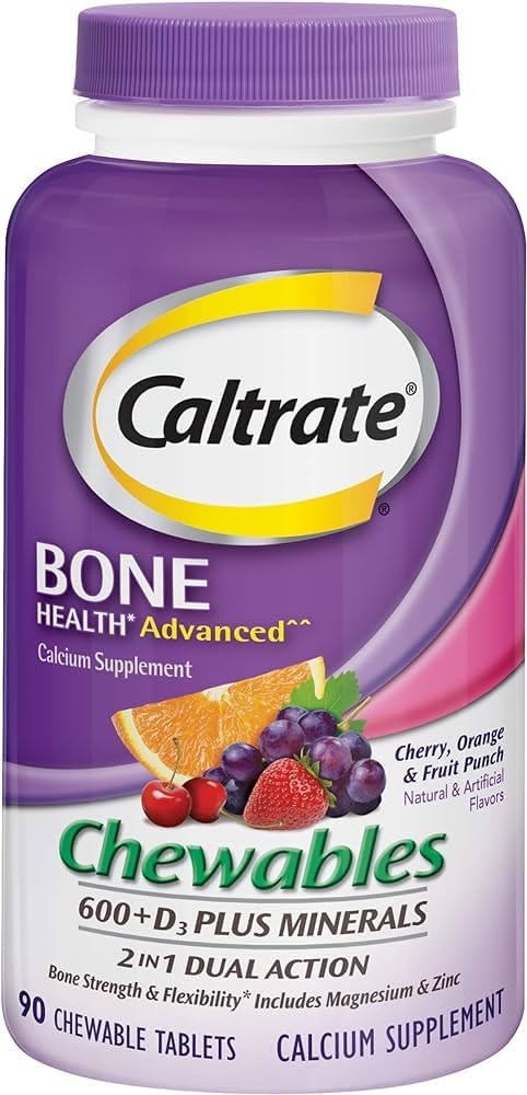 Caltrat de calciu și vitamina D3 Supliment 600+D3 Plus Minerale Masticabile comprimat,90 Număr (Pachet de 2)