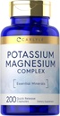 Carlyle Potassium 마그네슘 보충 | 200 개 | Non-GMO & 글루텐 Free Complex