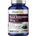 NusaPure Black Elderberry, 100 mg, 200 Veg Capsules (Non-GMO, Vegan)