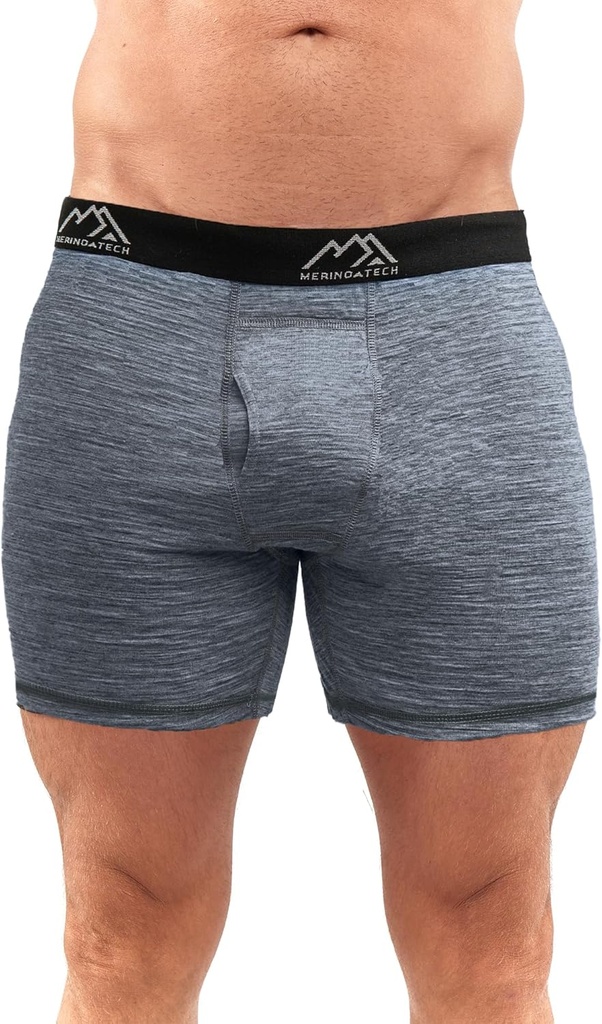 Merino.tech Merino Wol Undermen - Merino Wol Long Boxer 100 % สําหรับ Men (Metium, 1 แพค - 170 ไอรอน Long)
