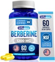 Gostamos de Vitaminas NSF Certified Berberine Supplement, 1200mg, Pure Max Strength Berberine HCL - 60 Cápsulas Vegetarianas (Gluten Free, Non GMO) - 30 Servings