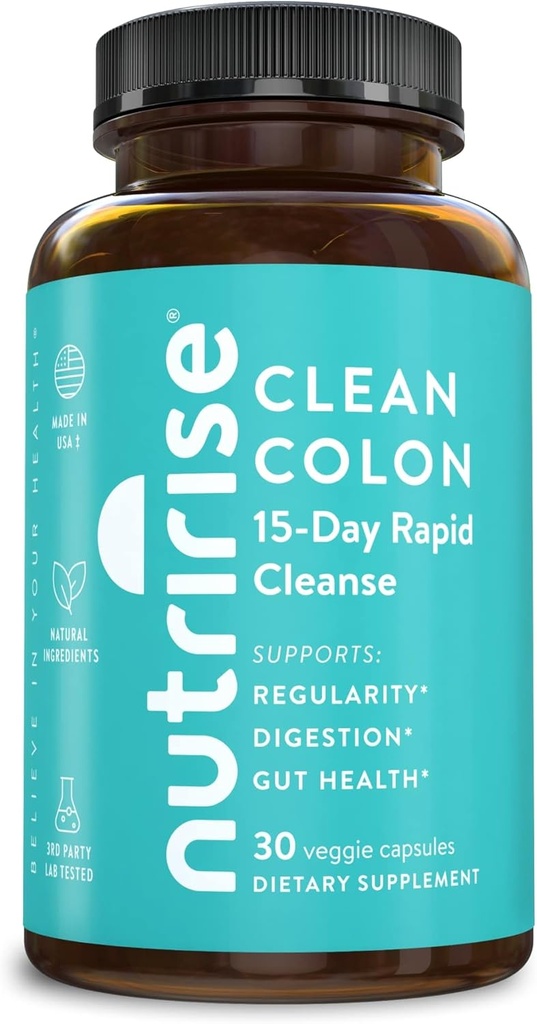 NutriRise 15 dagen Quick Colon Cleanse voor Gut Health - Digestieve ondersteuning met Probiotica en vezel voor constipatie, Regularity & Bloating, Sugar & Gluten Free