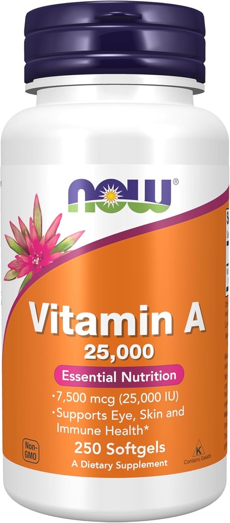 ACUM Alimente Suplimente, Vitamina A (Oil de ficat de pește) 25.000 UI, Nutriție esențială, 250 Softgels