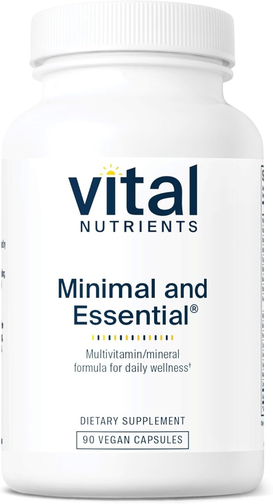 Vital Nutrients Minimal and Essential Multivitamin | Vegetarian One per Day Multi Vitamin, Mineral, & Antioxidant Supplement* | Iron-Free | Gluten, Dairy, Soy Free | Non-GMO | 90 Capsules