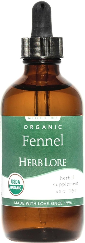 Herb Lore Organic Fennel Seed Tinktura - Zklidnění plynu a nafouknutí - Kojení Supplement - 4 fl oz