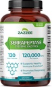 Zazzee Delayed Release Serrapeptase, 120,000 SPU на капсули, 120 Vegan Капсули, 4 місяці постачання, додаткова міцність, потенційні та концентровані системні ферменти, 100% вегетаріанські, все-Природні та не-GMO