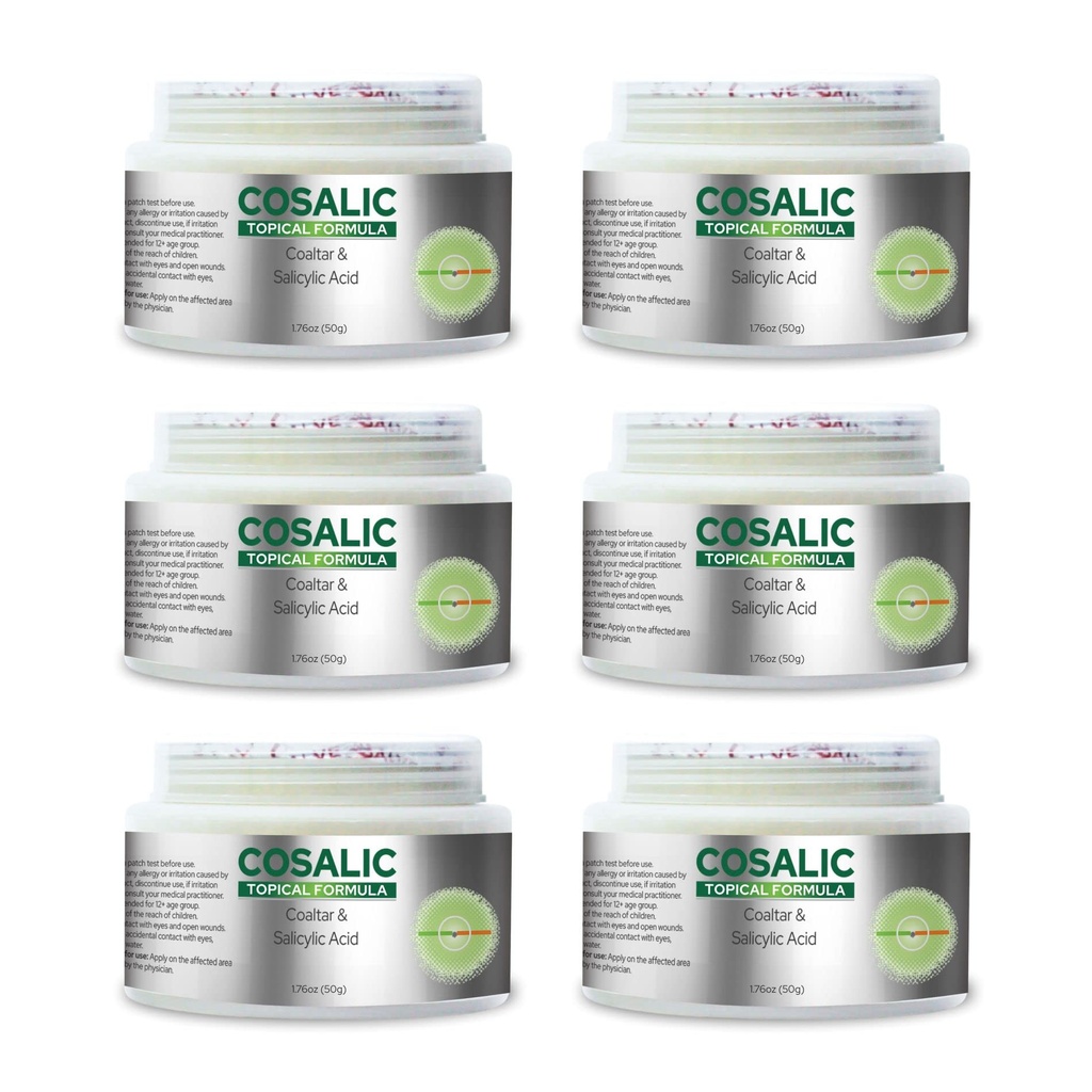 Salve Cosalic Coal Tar & Salicylic Acid Ointment (50 g / 1.76 oz) Pack of 6 - Psoriasis Relief Cream for Scaly, Itchy, Flaky Skin