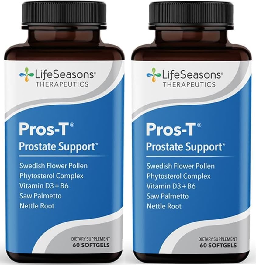 Pros-T - Prostate Support Supplement - Saw Palmetto, Phytosterol, Zinc, Nettle, Vitamin D-3 & B6 - Promote Healthy Prostate Function & Normal Urinary Flow - Improve Tissue - 60 Softgels (Pack of 2)