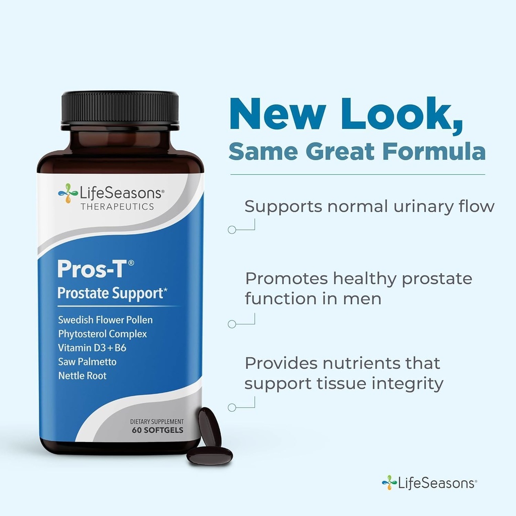Pros-T - Prostate Support supplement - Saw Palmetto, Phytosterol, Zinc, Nettle, Vitamin D-3 " B6 - Promote Healthy Prostate Function " Normal Urinary Flow - Improve Tissue - 60 Softgels (Pack of 2)