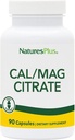 NaturesPlus Cal/Mag Цитрат - 90 Вегетариански капсули - 500 mg калций, 250 mg магнезий - 30 Сервиз