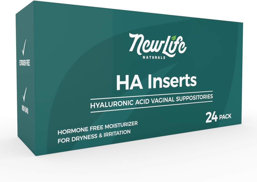 NewLife Naturals Hyaluronic Acid Vaginal Supplies for Women, Vaginal Moisturizer, Sryness Irition Discomfort, Postpartum, Menopause Relief & Support, 24 Instruction, 2 Month Supply
