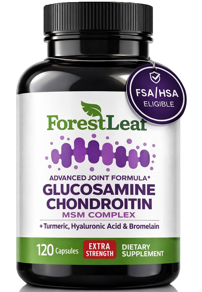 ForestLeaf Glucosamine Chondroitin MSM Joint Supplement Complex - 1200mg - 120 Caps
