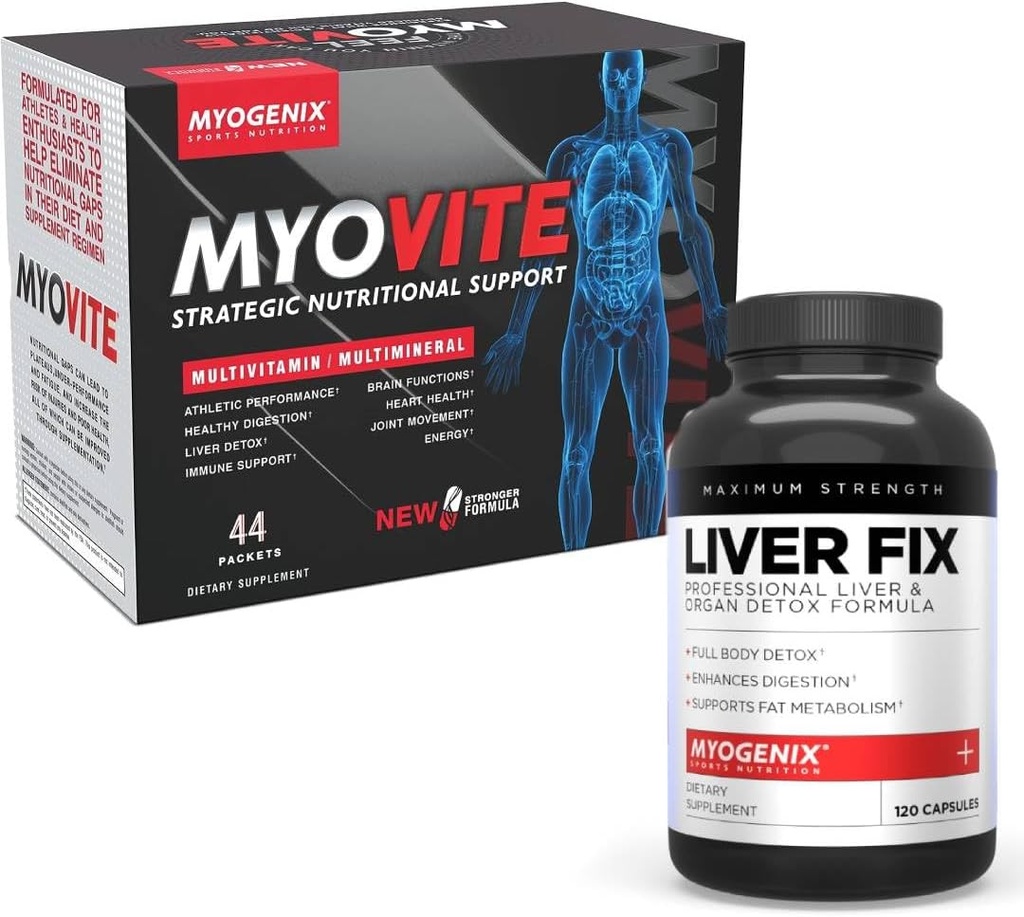 Myogenix Myovite Multivitamin &amp; Liver Support Supplement Bundle – Advanced Daily Nutrition & Organ Support – Promote Energy, Detox, and Global Wellness