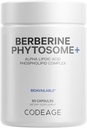 Codeage Berberine Phytosome Supplement - Berberine HCL, Alpha Lipoic Acid, Phospholipid Complex - 2-Month Supply - Berberine HCL - Berberine Hydrochloreto - Gluten-free, Non-GMO - 60 Cápsulas