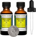 Iodine de Lugol / 2% Solución / 2 Oz en dúas botellas de vidro ámbar / Droppers gratis / EUA