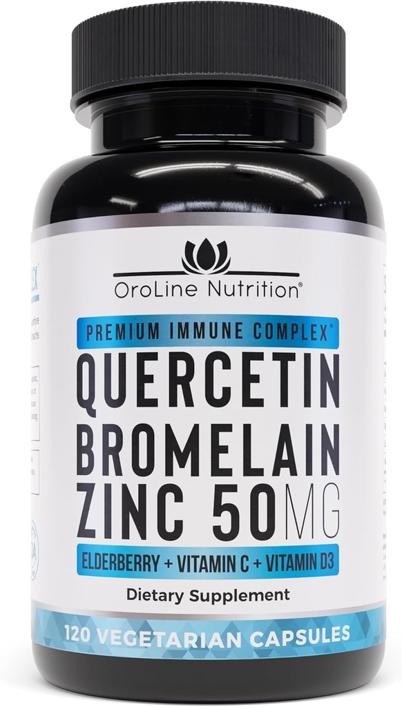Quercetin 500mg Supplemento con Sambucus Elderberry, Bromelain, Vitamina C, Zinc 50mg, & Vitamina D3 5000 IU - Antiossidante & Immune Health Support Zinc Quercetin