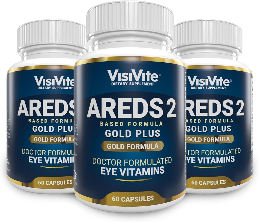 Doctor Formulated AREDS 2 Plus Eye Vitamins with Zeaxanthin Plus Lutein - Bilberry and Grape Seed Extract - Macular Health Formula - 60 Eye Supplement Capsules