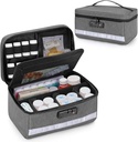 Damero Locking Pill Bottle Organizer med inre Dividers, Medicine Storage och Organizer Bag Combination Lock for Medicine, Vitaminer och Medicinska Supplies, Gray