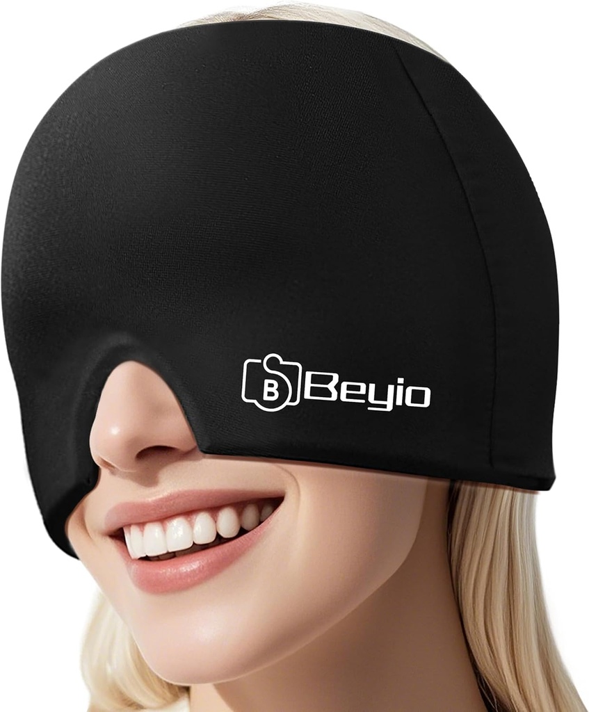 Đội trưởng cứu trợ Migraine, tất cả chung quanh Gel covered Reuable Headache Cap, Black Migraine Cap cho cứu trợ đau đầu, Puffy Eyes