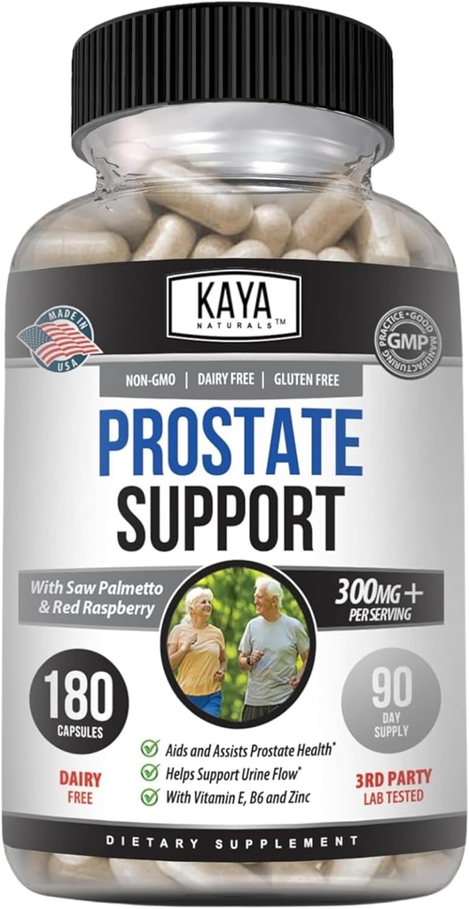 Kaya Naturals Prostate Support ) Potent DHT Blocker for Hair Growth, Promote sleep, Beta Blocker to Reduce Frequent Urination, Support Bladder Emptying " Stamina supplement (180 Capsules)