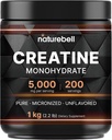 NaturalBell Creatine Monohydrate Powder 1.000g, 5000mg Per Serving | Micronized, Pure & Unflavored | Pre-Workout Muscle Support | Keto, Vegan, Filler-Free | 200 Servings (2.2 lb)