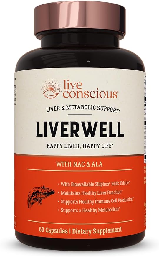 LiverWell Liver Cleanse, Rejuvenescimento, Suporte Metabólico - Suplemento Fígado para Saúde do Fígado w / Altamente biodisponível extrato de cardo de leite, N-Acetil Cisteína, Ácido Alfa Lipóico, Zinco, Selênio - 60 Caps