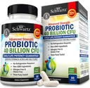 BioSchwartz Daily Probiotic Nutritional Supplement - 40 miliárd CFU pre zdravie Gut - Probiotiká pre mužov a ženy - Tráviace zdravie s Astragalusom a Lactobacillus - Policajt Stable - 60 Počet