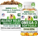 Allergy Relief + Omega 3 Bundle - Anti-Itch Skin & Coat Supplement + Skin Allergia - Omega 3 Fish Oil + EPA & DHA rasvahapot - kutina&Paw nuoleminen + Joint Health - 120 Chews + 180 Softgels - Made in USA